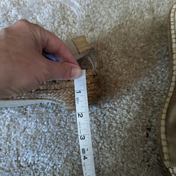 ERIC Michael leather and cloth gold and bronze rosette wedge sandals sz 36 euc - Picture 6 of 6